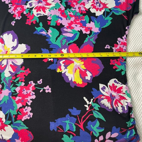 BEVERLY DRIVE SHORT SLEEVE PULLOVER TUNIC TOP Black Pink Red Floral PRINT 1X - Picture 16 of 16
